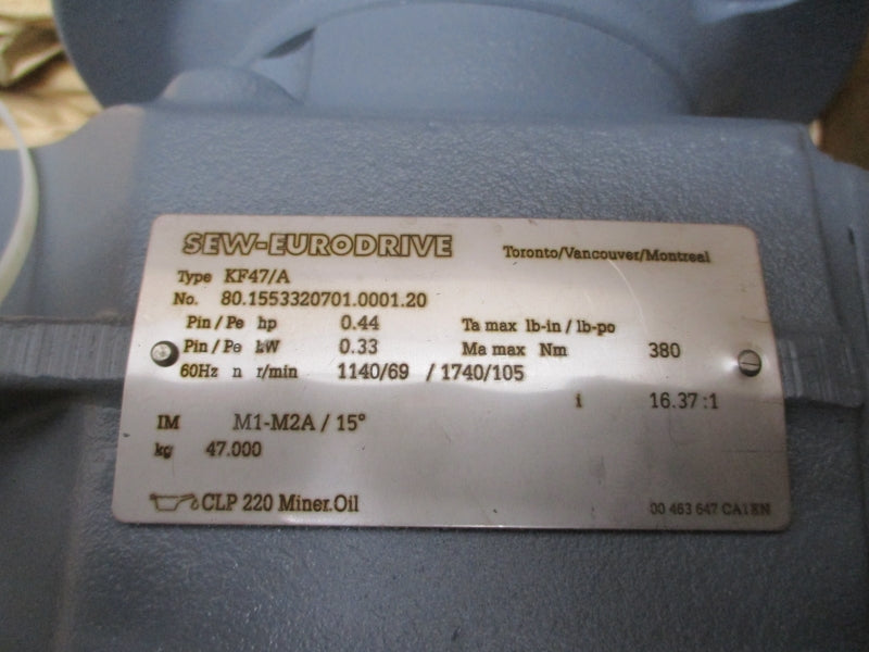SEW-EURODRIVE KF47DT90S6/4/BMG/HF/IS 480V 1.03/1.38A NSMP