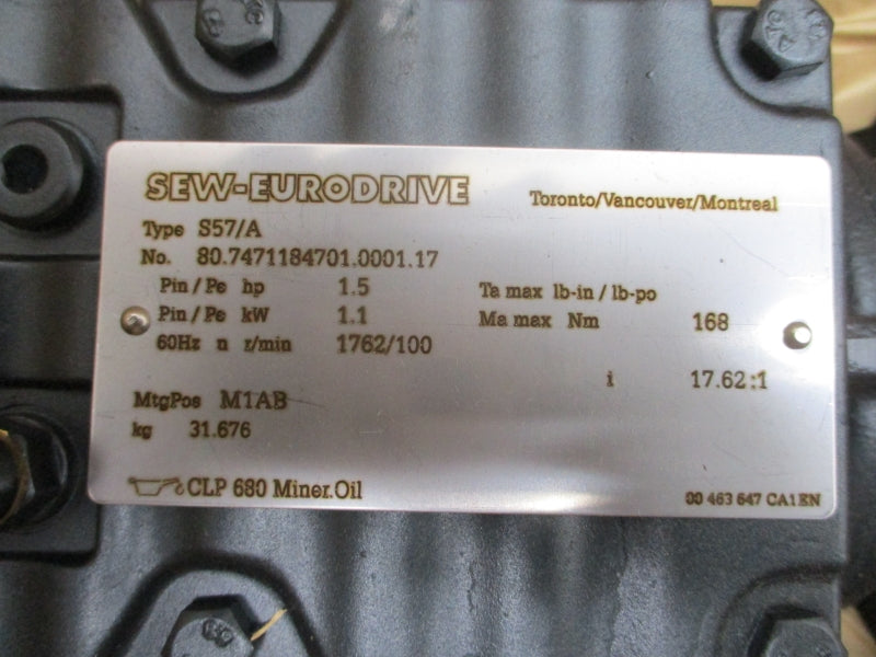 SEW-EURODRIVE S57DRN90S4 230/460V 4.60/2.30A NSMP