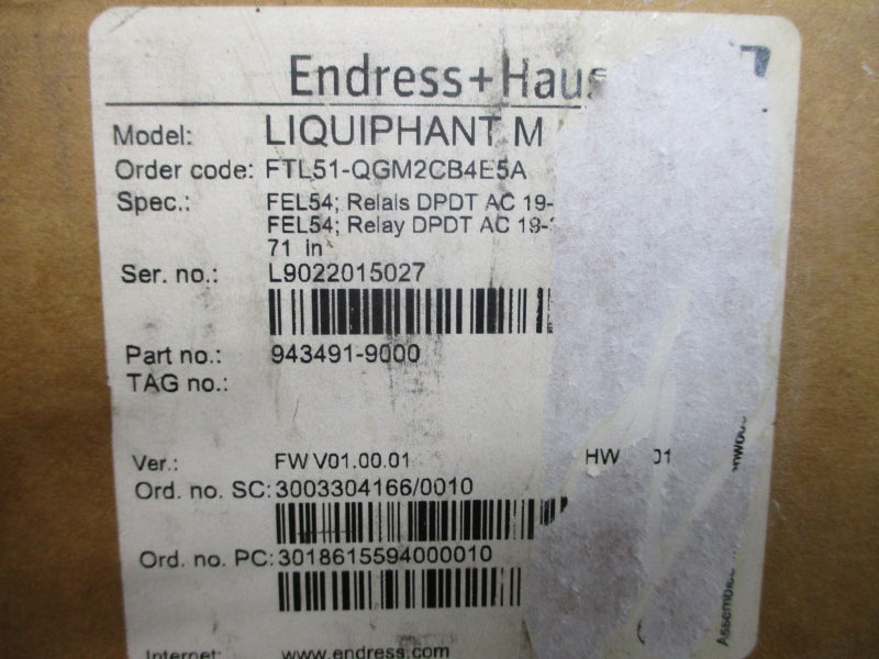 ENDRESS+HAUSER FTL51-QGM2CB4E5A 943491-9000 19-250VAC 6A NSMP