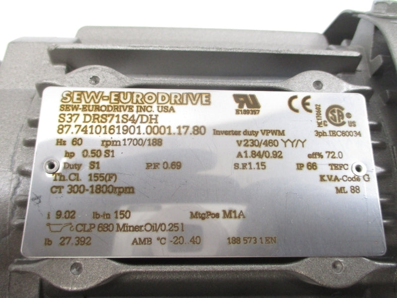 SEW-EURODRIVE S37DRS71S4/DH 230/460V 1.84/0.92A NSNP