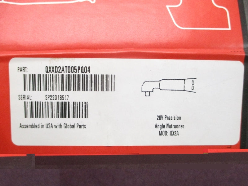 INGERSOLL-RAND CORDLESS TORQUE NUTRUNNER QX2A QXXD2AT005PQ04 20V NSMP