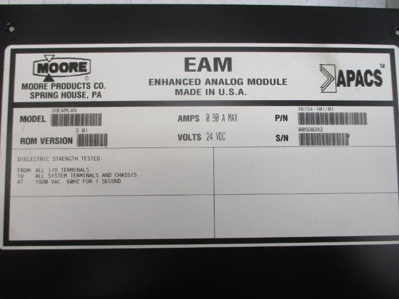 MOORE PRODUCTS 39EAMCAN 16154-101/01 24VDC 0.90A REV. 3.01 NSNP
