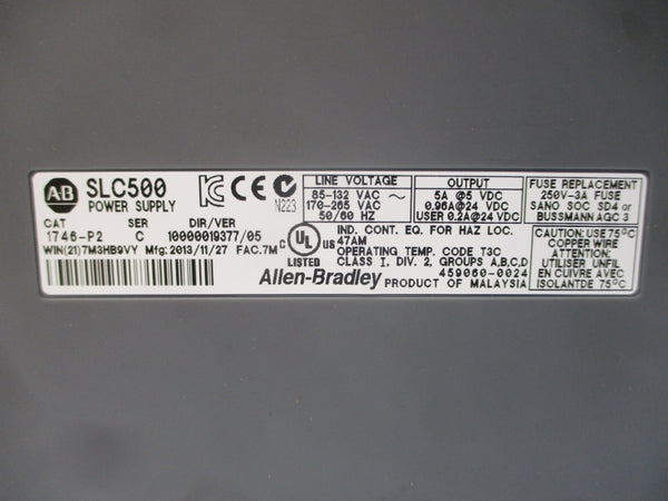ALLEN BRADLEY 1746-P2 SER. C 85-132VAC 5A NSMP