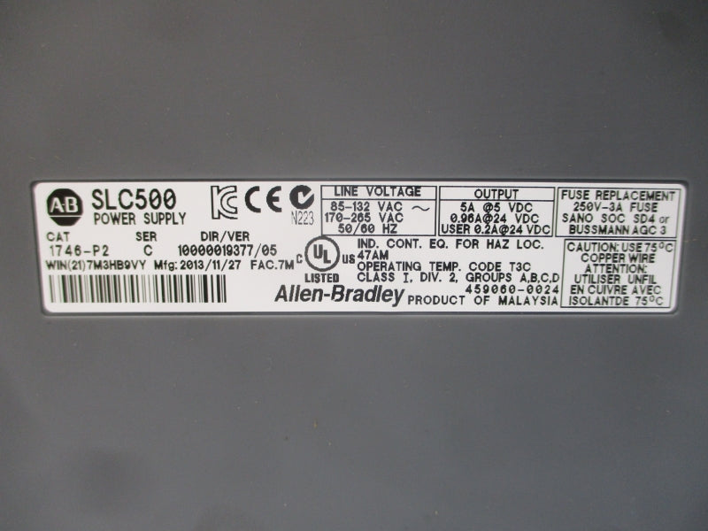 ALLEN BRADLEY 1746-P2 SER. C 85-132VAC 5A NSMP