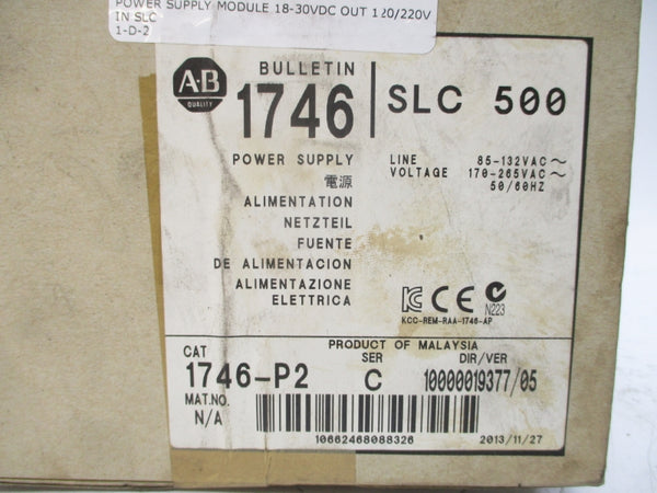 ALLEN BRADLEY 1746-P2 SER. C 85-132VAC 5A NSMP