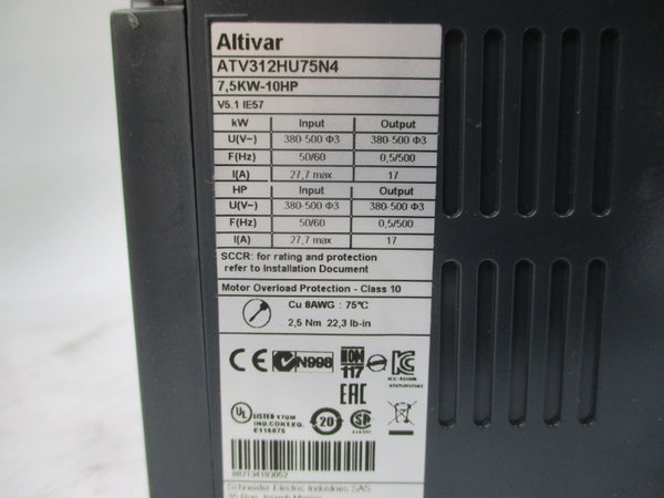 SCHNEIDER ELECTRIC ATV312HU75N4 380-500V 27.7A (AS PICTURED) NSMP