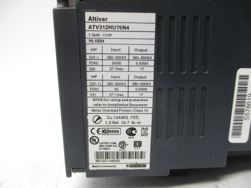 TELEMECANIQUE ATV312HU75N4 380-500V 27.7A UNMP
