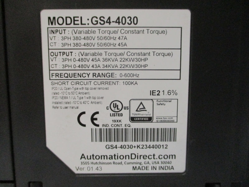 AUTOMATION DIRECT GS4-4030 380-480V 45/47A UNMP