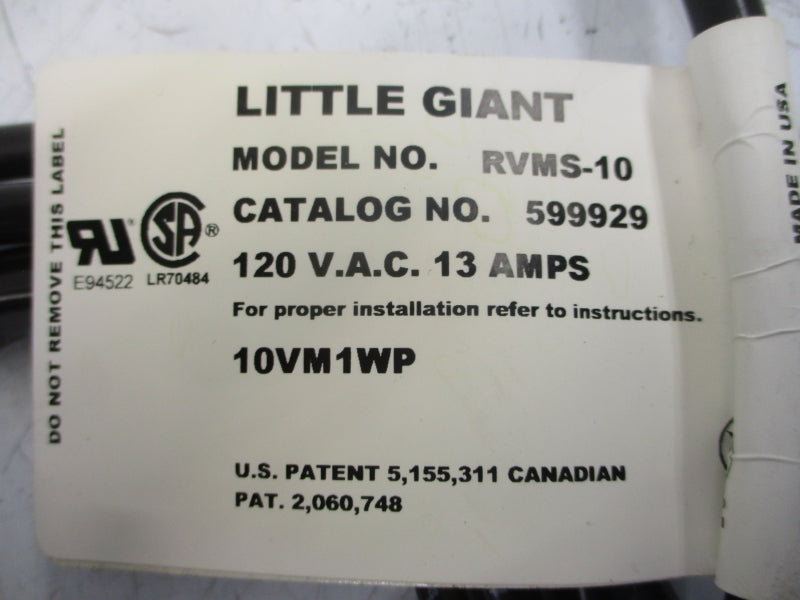 LITTLE GIANT RVMS-10 599929 120VAC 13A NSMP
