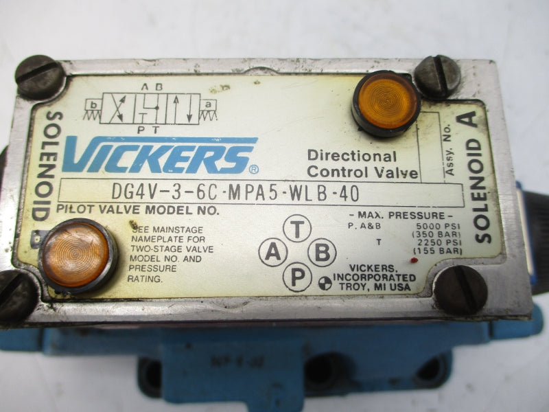 VICKERS F3DG5S82CTMPA5WLB20 110-115/120VAC .64/.54A 2250-5000PSI UNMP