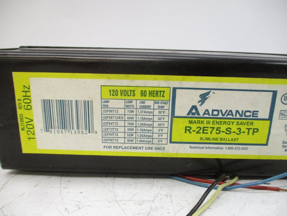 ADVANCE R-2E75-S-3-TP 120V REV. B NSMP