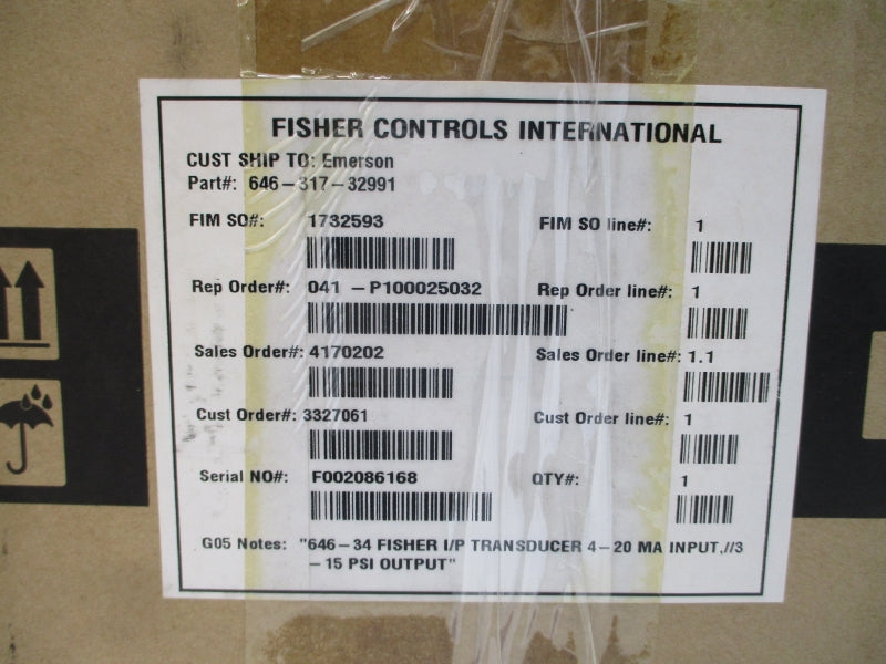 FISHER 646-317-32991 30VDC 3-15PSI NSMP