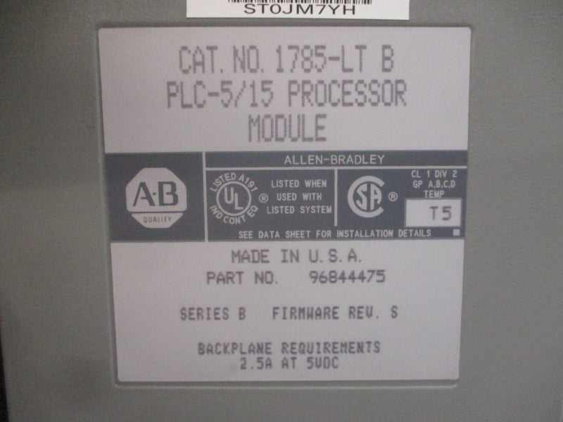 ALLEN BRADLEY 1785-LT SER. B F/W S 5VDC 2.5A NSMP