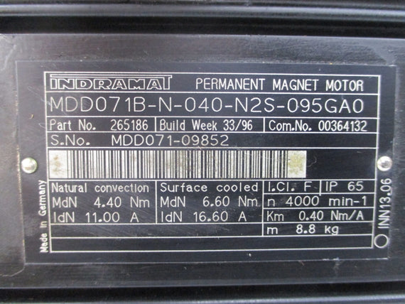 INDRAMAT MDD071B-N-040-N2S-095GA0 265186 11.00/16.60A NSNP
