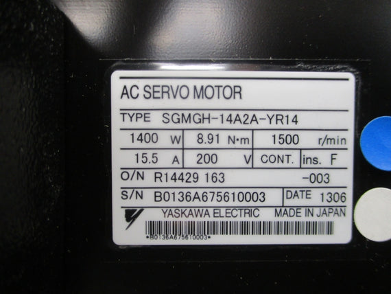 YASKAWA ELECTRIC SGMGH-14A2A-YR14 200VAC 15.5A NSMP