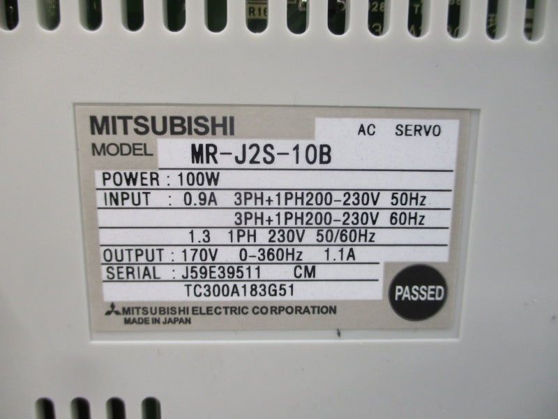 MITSUBISHI MR-J2S-10B 200-230VAC 0.9A NSMP
