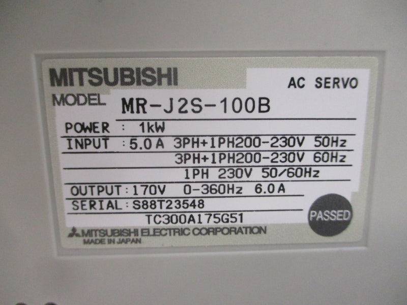 MITSUBISHI MR-J2S-100B 200-230VAC 5.0A NSMP