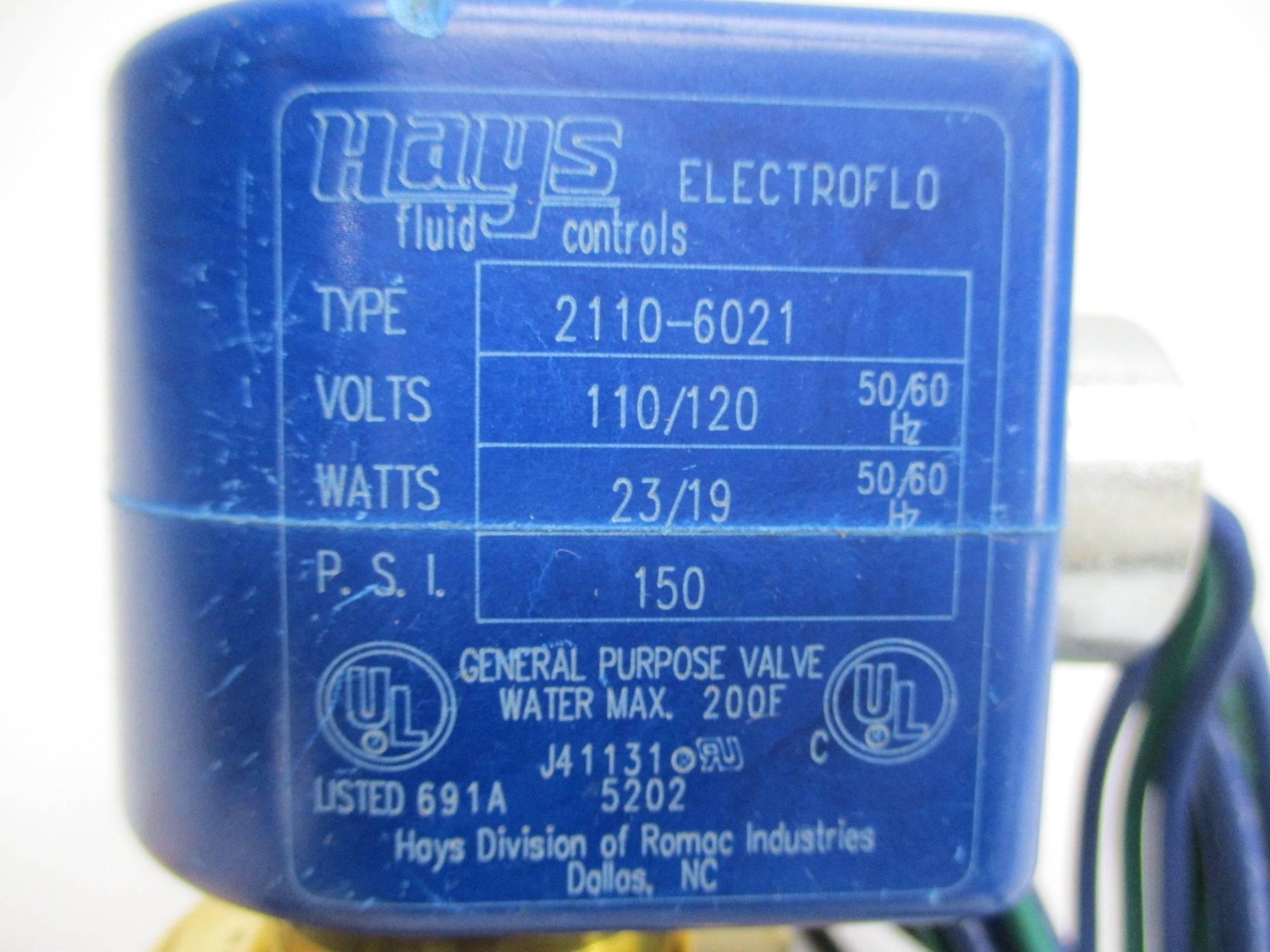 HAYS 2110-6021 110/120V 150PSI NSNP
