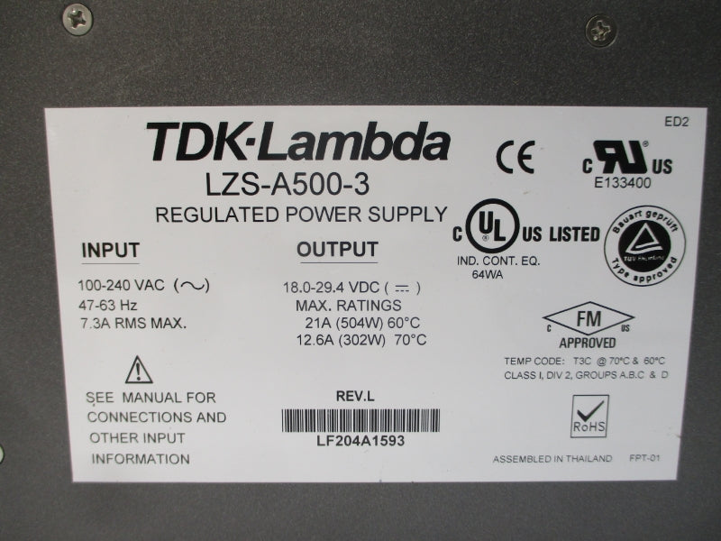 TDK-LAMBDA LZS-A500-3 100-240VAC 7.3A REV. L NSNP