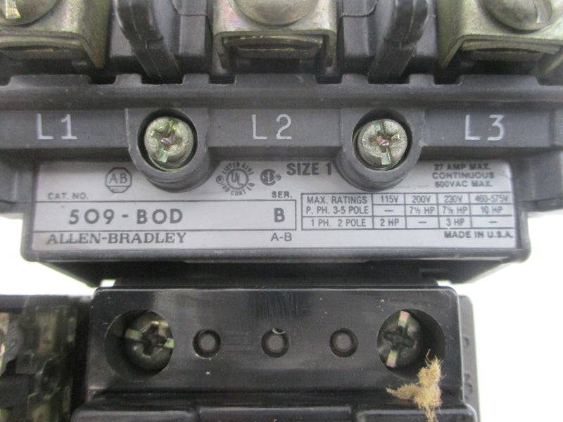 ALLEN BRADLEY 509-BOD SER. B 110/115-120V 27A (AS PICTURED4) UNMP