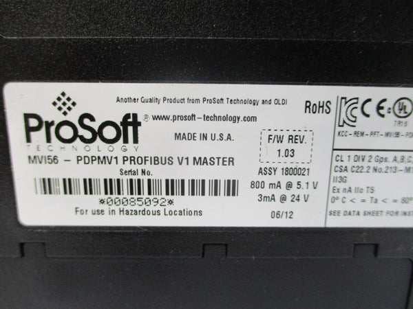 PROSOFT TECHNOLOGY MVI56-PDPMV1 REV. A01 NSMP