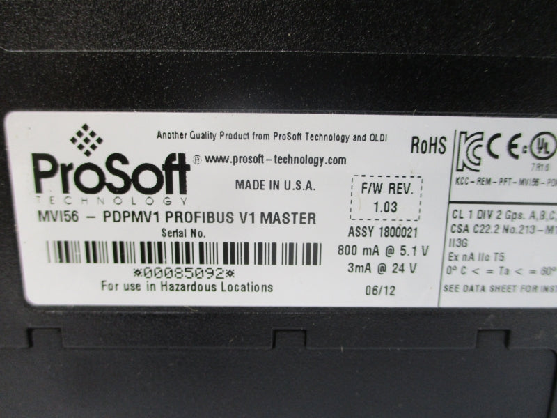PROSOFT TECHNOLOGY MVI56-PDPMV1 REV. A01 NSMP