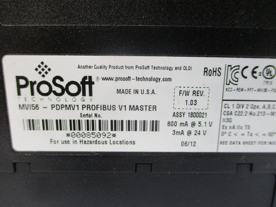 PROSOFT TECHNOLOGY MVI56-PDPMV1 REV. A01 NSMP