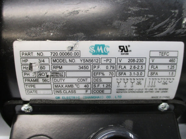 SMC 720.00060.00 YSN5612 075.01648.01 208-230/460V 2.6-2.5/1.25A NSNP