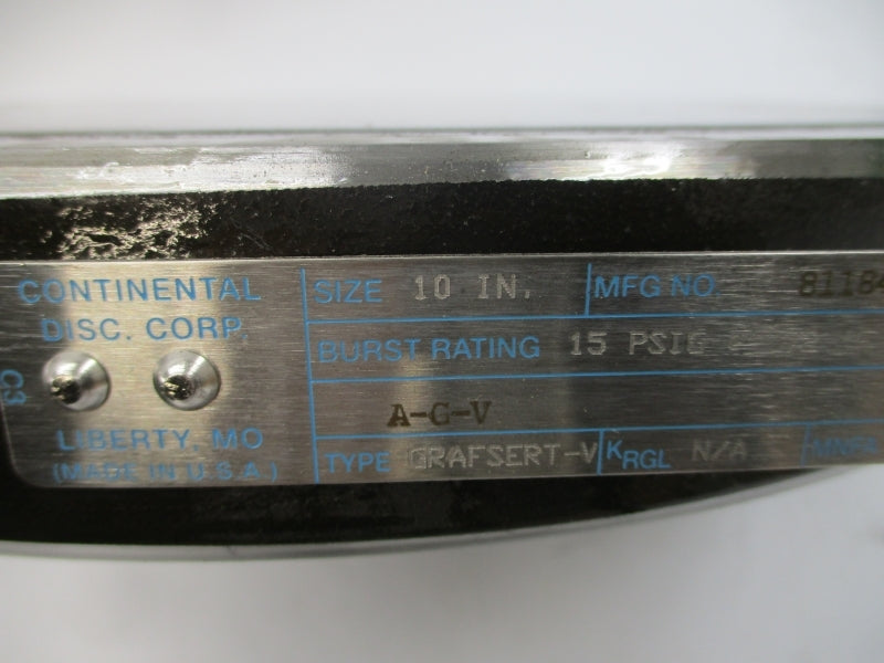 CONTINENTAL DISC 8118456A PTG06 15PSI 10" NSMP