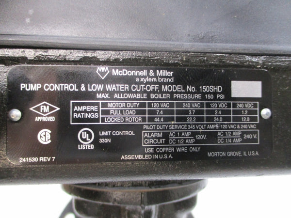 MCDONNELL & MILLER 150S-HD 173003 120/240VAC 44.4A 150PSI NSMP