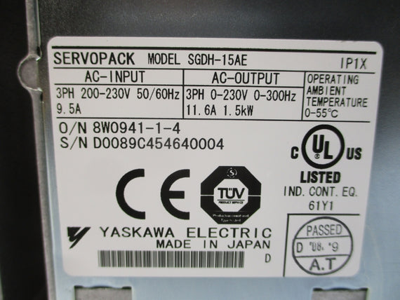 YASKAWA SGDH-15AE 200-230VAC 9.5A NSMP
