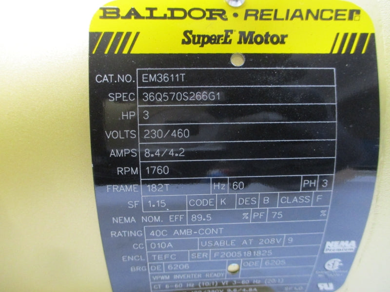 BALDOR EM3611T 36Q570S266G1 230/460V 8.4/4.2A NSMP