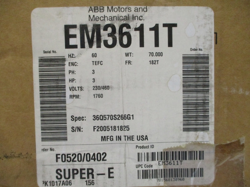 BALDOR EM3611T 36Q570S266G1 230/460V 8.4/4.2A NSMP
