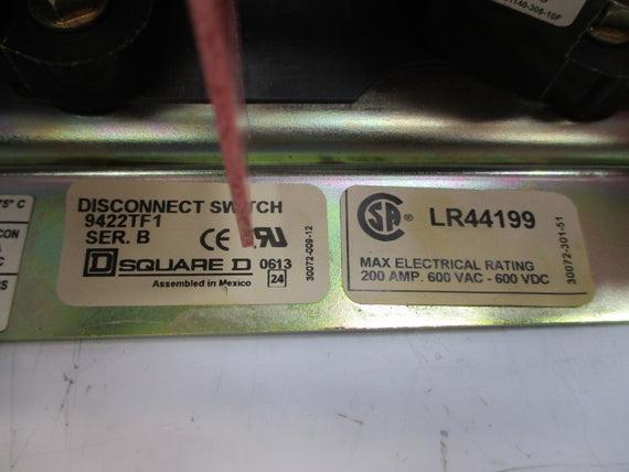 SQUARE D 9422TF1 SER. B 600VAC 200A NSMP