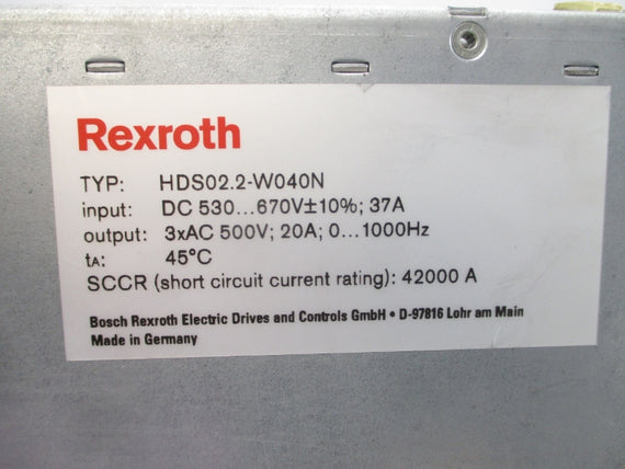 REXROTH HDS02.2-W040N 670VDC 37A NSNP