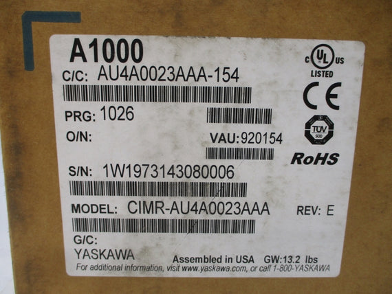 YASKAWA CIMR-AU4A0023AAA 380-480VAC 24/20A REV. E NSMP