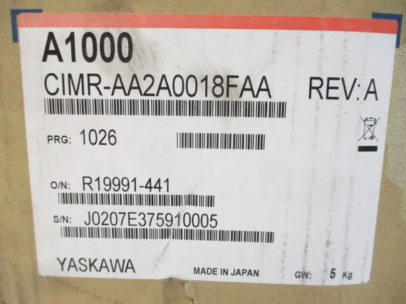 YASKAWA CIMR-AA2A0018FAA 200-240VAC 18.5/15.6A REV. A NSMP