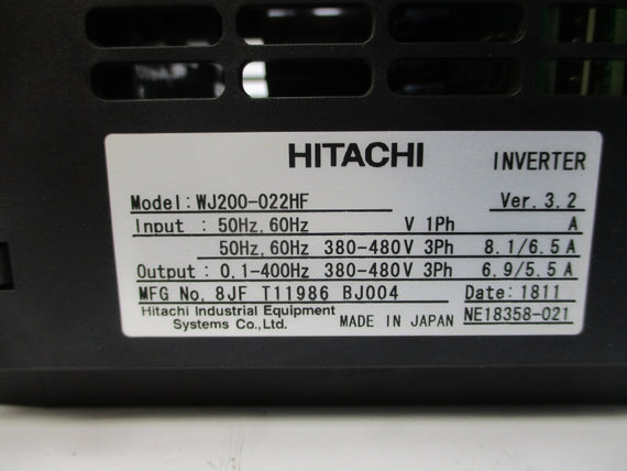 HITACHI WJ200-022HF 380-480V 8.1/6.5A NSMP