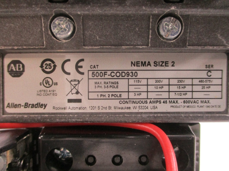 INDUSTRIAL SPARE PART 500F-COD930 SER. C 110/115-120V 45A NSNP
