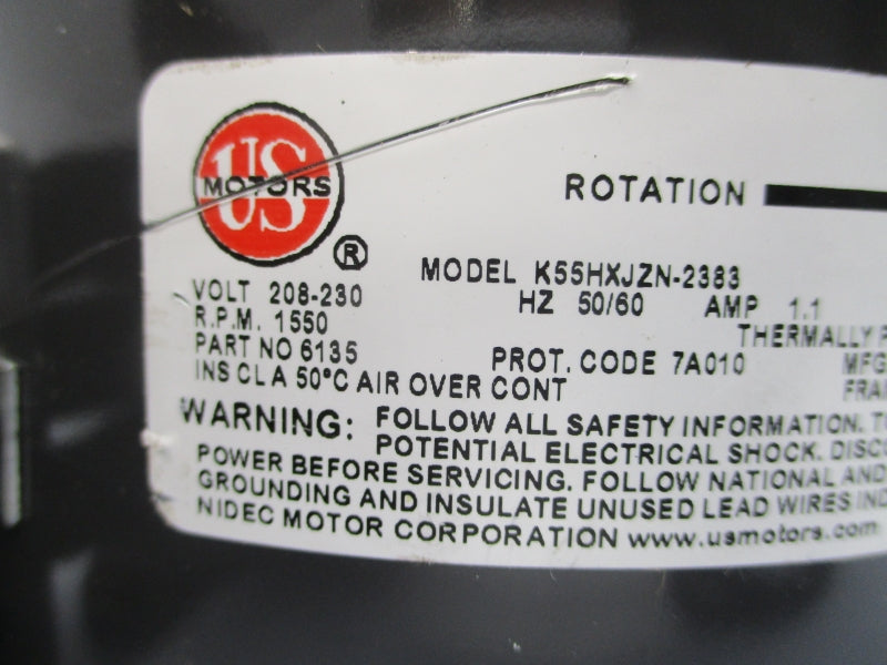 US MOTORS 6135 K55HXJZN-2383 208/230V 1.1A NSMP