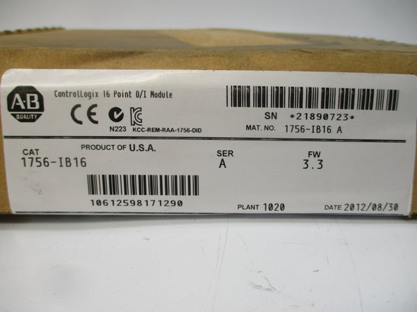 ALLEN BRADLEY 1756-IB16 SER. A F/W 3.3 DATE: 2012 (AS PICTURED) NSFS