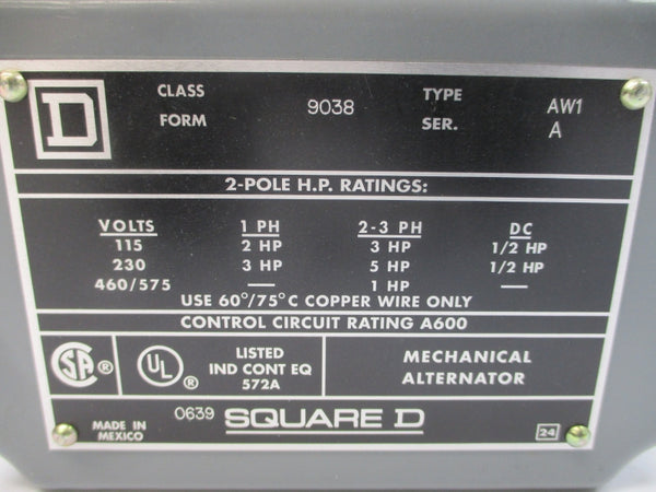 SQUARE D 9038AW1 SER. A 460/575V 572A NSMP