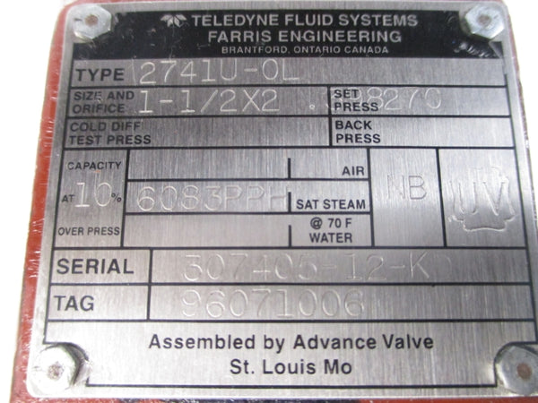 TELEDYNE 2741U-0L 1-1/2X2 NSNP