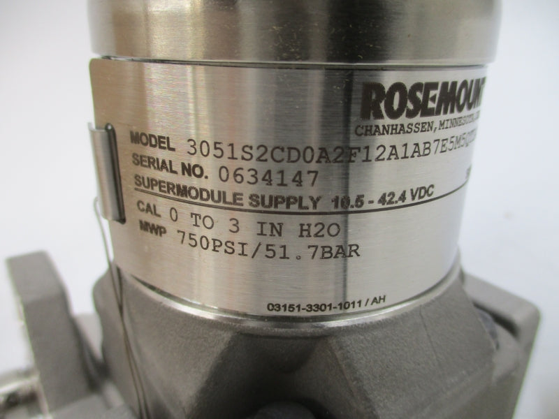 ROSEMOUNT 3051S2CD0A2F12A1AB7E5M5QTL4 10.5-42.4VDC 750PSI NSMP
