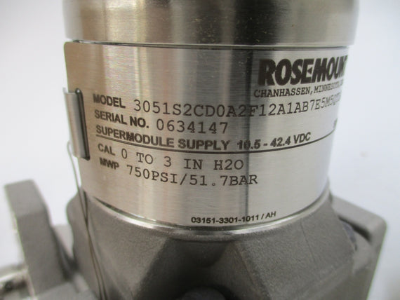ROSEMOUNT 3051S2CD0A2F12A1AB7E5M5QTL4 10.5-42.4VDC 750PSI NSMP