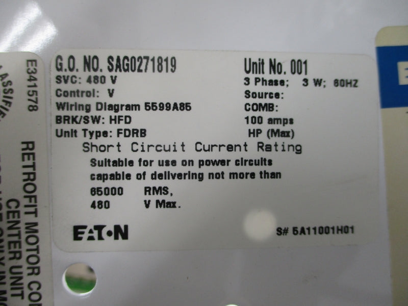 EATON 5A11001H01 480V 100A NSNP