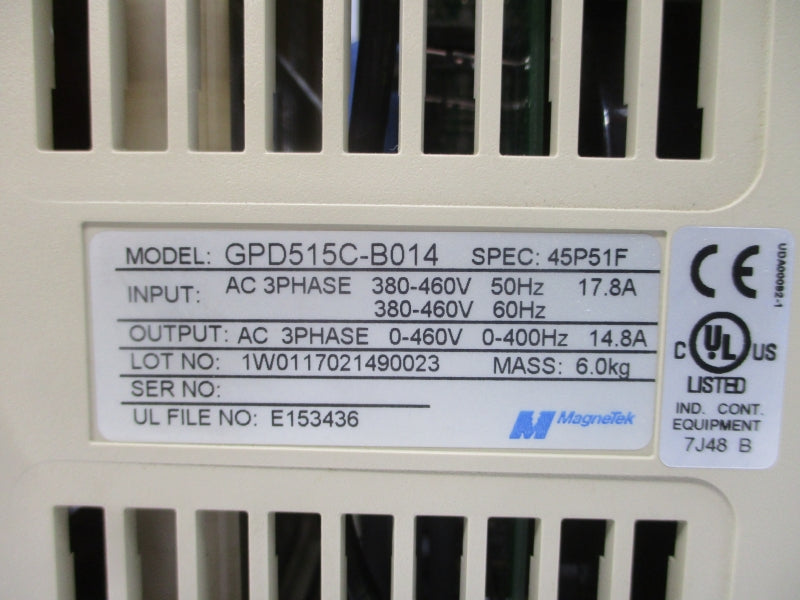 MAGNETEK GPD515C-B014 380-460VAC 17.8A NSNP