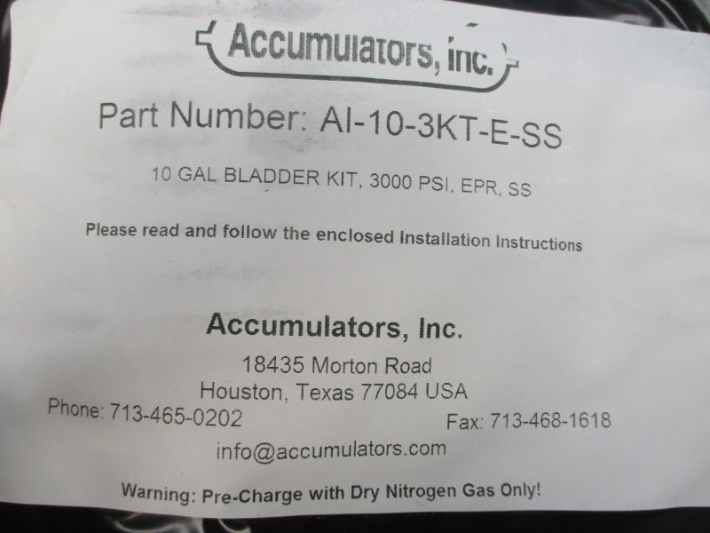 ACCUMULATORS AI-10-3KT-E-SS 3000PSI 10GAL NSMP