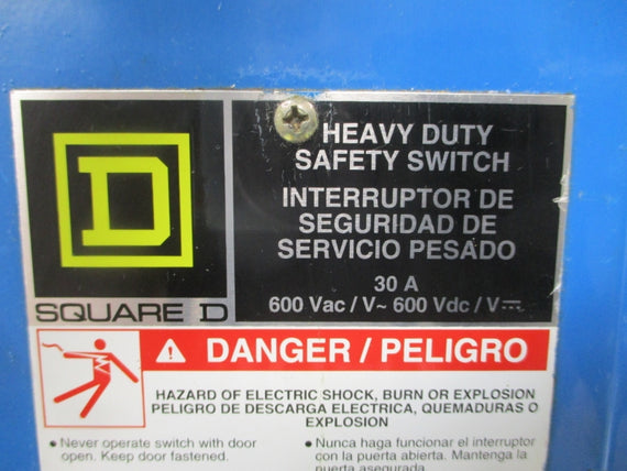 SQUARE D HU361AWK SER. F05 600V 30A (AS PICTURED) UNMP
