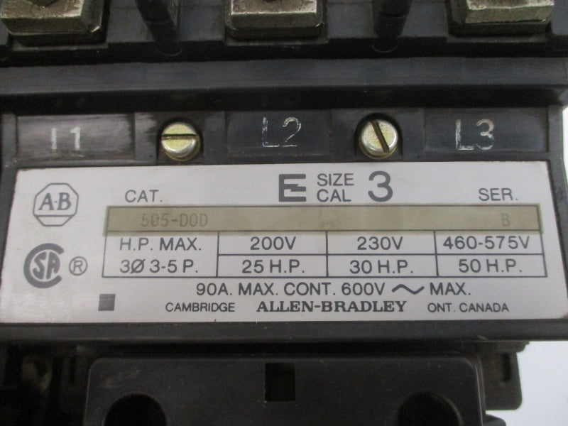 ALLEN BRADLEY 505-DOD SER. B 110/115-120V 90A UNMP